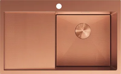 Produktbild von Mexen Exar Edelstahlspüle 1-Becken mit Abtropffläche rechts 780 x 480 mm, Kupfer HC - 6434781010P-65HC