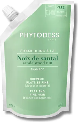 Image de Recharge de Shampooing à la Noix de Santal - Soin Cheveux Plats et Fins 500ml - Vigueur, Légèreté et Volume Naturel