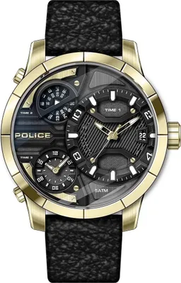 Produktbild von Police PEWJB2110601 Herren-Uhr Bushmaster Multifunktion Quarz Leder-Armband Gold
