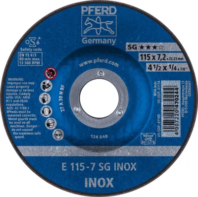 Image de PFERD Disque à ébarber 115x7,2mm p.INOX à moyeu déporté Alésage 22,23mm