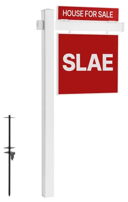 Produktbild von VEVOR Maklergalgen 1845 mm Hoch, Immobilienschildständer aus PVC, Geeignete Schilder (457,2x609,6 mm / 609,6x609,6 mm), Schilderpfosten Verkaufsschilder für Außenbereich, Straße (ohne Schilder) Weiß