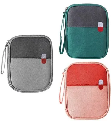 Immagine prodotto di Valigetta per medicinali - Borsa da viaggio - Trousse - Astuccio multiuso - Borsa da viaggio - Kit di pronto soccorso - Sacchetto da viaggio - Borsa per medicinali con chiusura a strappo - Trousse da viaggio - (Colore cenere, verde oliva, rosa)