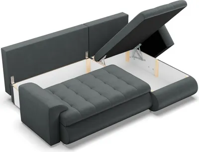 Produktbild von Rechts Ecksofa mit Schlaffunktion FORESTA, Sofa mit bettkasten 230x159cm, Dunkelgrau