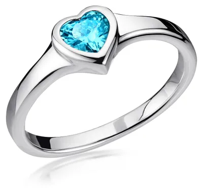 Produktbild von MATERIA Damen-Ring Herz Liebe Freundschaft - 925 Silberring Frauen Mädchen mit Zirkonia türkis rhodiniert 16-20mm in Etui
