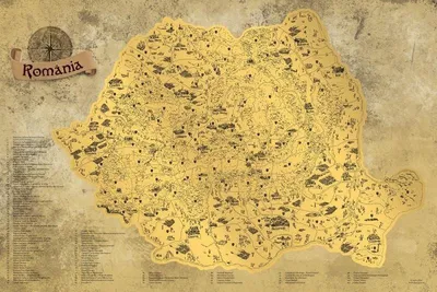 Obrázek produktu pro Stírací mapa Rumunska Deluxe - zlatá