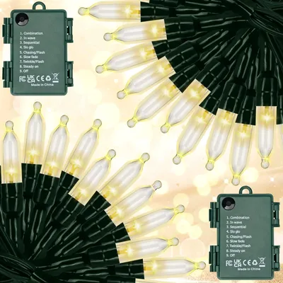 Weihnachtsbeleuchtung 2er-Pack, warmweiß, 100 LEDs, 5,4 m