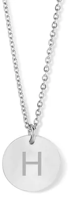 Produktbild von CO88 Collection Alphabet 8CN-11033 Stahlhalskette – Buchstabenanhänger H – Länge 42 + 5 cm – Initialenschmuck – Silberfarben