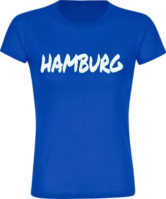 Produktbild von multifanshop Damen T-Shirt - Hamburg - Textmarker, blau, Größe S