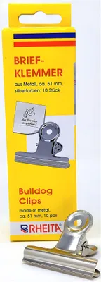 Produktbild von Rheita Briefklemmer aus Metall, ca. 51 x 10,7 mm, silber, 10 Stück