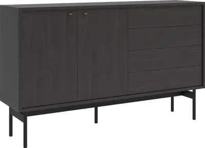 Produktbild von Selsey Olar - Sideboard 2-türig mit vier Schubladen, Holzoptik Esche Portland Schwarz, 154 cm