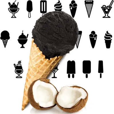 Produktbild von Kokosmilch Schwarzes Low Carb Eispulver Vegan Zucker-, laktosefrei 1 kg