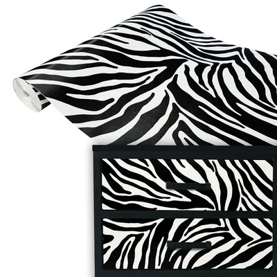 Produktbild von Klebefolie Möbel 45x100 cm - Zebra - Möbelfolie selbstklebend im Deko-Stil - Folie für Möbel zur einfachen Renovierung von Türen, Tischen und Regalen - Klebefolie dekorativ und abwaschbar