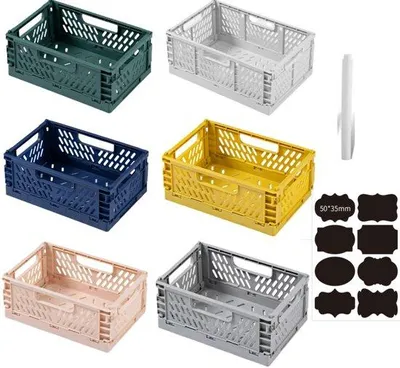 Produktbild von Famanu Aufbewahrungsboxen Set – 6 große faltbare Kunststoffboxen, stapelbar, 25 x 16 x 10 cm