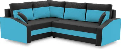 Produktbild von Ecksofa GRANDE PLUS mit Schlaffunktion L-förmig - Eckcouch mit 2 Bettkasten - MIKRO 15 + MIKRO 18 Schwarz + Türkisblau Links (Muster 2)