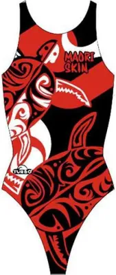 Image de Maillot de bain Turbo Maori Skin Tattoo Rouge L Femme Rouge L