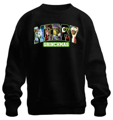 Obrázek produktu pro Merry Grinchmas Grinch Christmas vtipný dárek retro uni mikina, černá, M