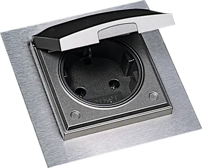 Produktbild von Einzelsteckdose ST 3009 ST/1 in EDELSTAHLFARBIG mit Klappdeckel / Schukosteckdose