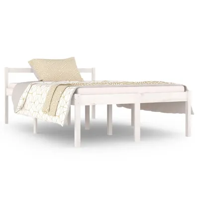Image de vidaXL Lit en bois massif blanc 120x190 cm