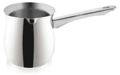 Zdjęcie produktu dla Turecki dzbanek do kawy - podgrzewacz do kawy i mleka - z pokrywką i uchwytem - stal nierdzewna - pojemność 200–400 ml - srebrny