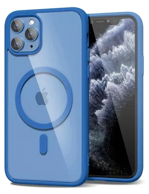 Obrázek produktu pro Magnetický kryt pro iPhone 11 Pro, kompatibilní s MagSafe, průhledné nárazuvzdorné pouzdro, ochranný zadní kryt Modrá