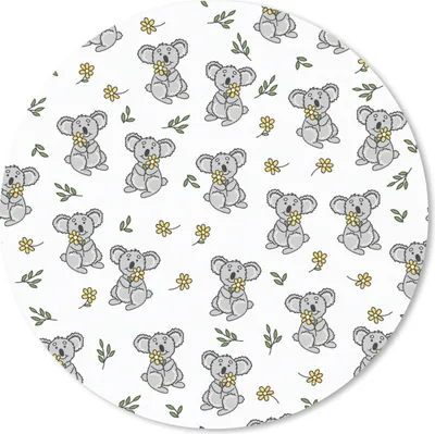 Produktbild von MuchoWow® Mauspad Mousepad Koala - Blumen - Muster - Kind 30x30 cm - Mousepads - Maus Mat - Pad - Mausunterlage - Tischunterlage - Schreibtischmatten