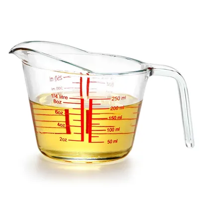 Produktbild von Messbecher, 250ml Glas Messbecher mit Ausguss, Hitzebeständiger transparenter Messbecher mit Skala, Kinder-Milchbecher, Mikrowellengeeignet