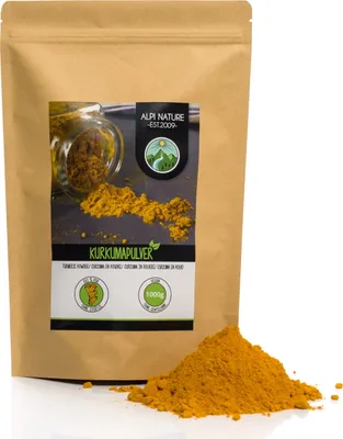 Produktbild von Kurkuma Pulver (1kg), 100% naturreines Kurkumapulver, Kurkumawurzel schonend getrocknet und gemahlen, natürlich ohne Zusätze, vegan
