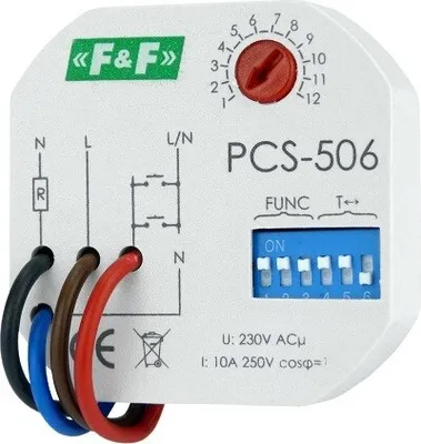Zdjęcie produktu dla F&F | Przekaźnik czasowy PCS-506 - 230V - Kompaktowy - 8 funkcji - Łatwa instalacja - Wysoka wydajność