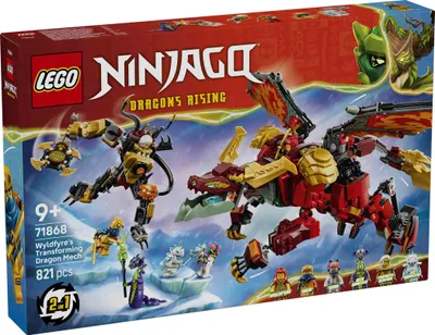 Productafbeelding van LEGO NINJAGO Wyldfyres Drakenmech - 2-in-1 ninja-actiefiguur met mech van keizerin Beatrix en 6 minifiguren - Cadeau voor jongens vanaf 9 jaar en fans - 71868