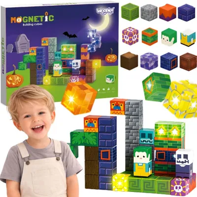 Obrázek produktu pro WOOPIE Magnetické Svítící Kostky Halloween 63 ks.
