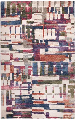 Produktbild von Teppich - 160x230 cm - Rechteckig - Bunt - Abstrakter Teppich - Shaggy Teppich - Beige Rosa Violett - Teppich für das Wohnzimmer - ARTE