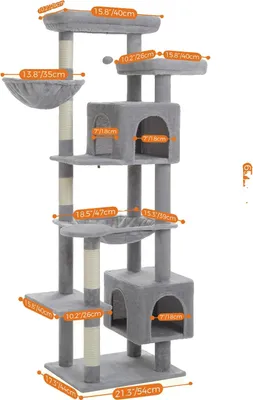 Obrázek produktu pro Věž na kočičí strom, Víceúrovňová konstrukce, Útulná houpací síť, AMT0293GY, XL