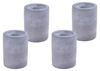 Produktbild von 4er Set Kerzenhalter in Betonoptik 8 x 6 cm, Grauer Kerzenständer für Stabkerzen, Tafelkerzen, Spitzkerzen und Teelichte