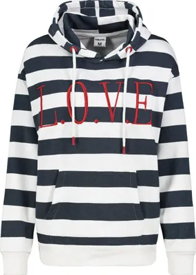 Zdjęcie produktu dla Sublevel Bluza w paski z haftem LOVE i kapturem Rozmiar: XS