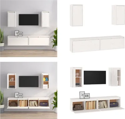 Produktbild von vidaXL TV Schränke 4 Stk. Weiß Massivholz Kiefer - TV-Schrank - TV-Schränke - TV-Schrank Holz - Hängeschrank