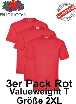 Image de Lot de 3/5/10 t-shirts Valueweight Fruit of the Loom S M L XL 2XL 3XL Rouge XXL Lot de 3