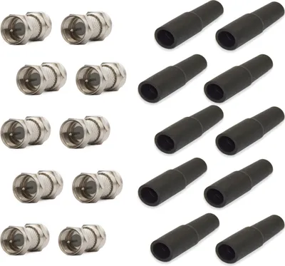 Produktbild von 10x F-Stecker Adapter F-Doppelstecker SAT Kabel Verbinder Männlich + 10x Gummidichtung