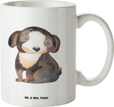 Produktbild von Mr. & Mrs. Panda weisse tasse Hund Entspannen - Weiß - Geschenk, Große, Hundemama, Entspannt, Süß, Kaffeepott, Sprüche, Haferl, Keramiktasse, Liebe, Teetasse