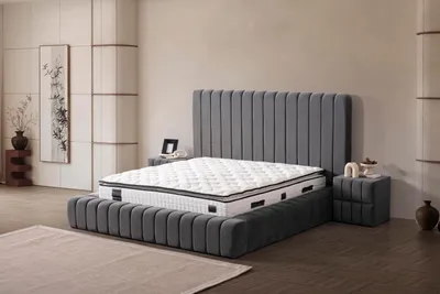 Produktbild von Eliza Boxspringbett 180x200 cm Grau mit praktischem Bettkasten – Luxus & Stauraum