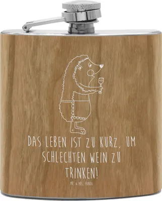 Produktbild von Mr. & Mrs. Panda taschenflasche Igel Wein - Transparent - Geschenk, Weinliebhaber, Hip Flask, Spruch, Weinglas, Tiere, edelstahl flachmann, Weißwein, Rotwein, feldflasche