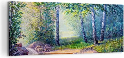 Produktbild von Bild auf Leinwand - Leinwandbild - Wiese Wasser Baum - 100x40cm - Wand Bild - Wanddeko - Wandbilder - Leinwanddruck - Bilder - Kunstdruck - Wanddekoration - Leinwand bilder - Wandkunst - AB100x40-4063