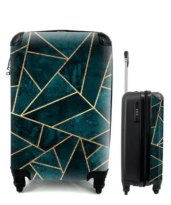 Produktbild von MuchoWow® Koffer Handgepäck Trolley Rollkoffer Kleine Reisekoffer mit 4 Rollen - Steine - Gold - Luxus - Muster - Abstrakt - Cabin Size < 55x40x23 cm & 55x40x20 cm - Fotokoffer - Kabinenkoffer - Boardgepäck - Reise-Box - Reisekoffer - Reisegepäck - Koffer mit Bild - Trolley für Kinder
