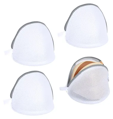 4er-Set Mesh-Waschbeutel für BHs, 18 x 16 cm, weiß