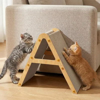 Image de Planche à gratter pour chats - Forme en A - Taille S - Pour chatons - Carton à gratter réversible