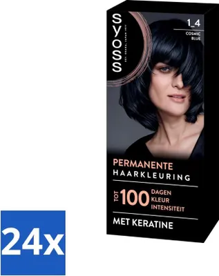 Obrázek produktu pro SYOSS - Barvení 1-4 Cosmic Blue - Barva na vlasy - Krytí šedin - Snižuje lámavost vlasů - Hodnotné balení - 24 kusů