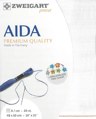 Zdjęcie produktu dla AIDA Zweigart precut 20 ct. Aida 3326 kolor 101 mlecznobiały, tkanina do haftu krzyżykowego 48x53cm