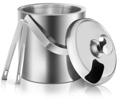 Isolierter Edelstahl-Eimer 1,3 L mit Deckel & Eiszange