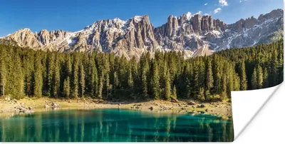 Produktbild von MuchoWow® Poster Berg - Wald - Strand 160x80 cm - Foto Poster