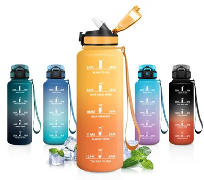 Produktbild von Trinkflasche Sport 1,5L JAPORIA, auslaufsicher, mit Strohhalm, für Gym, Reisen