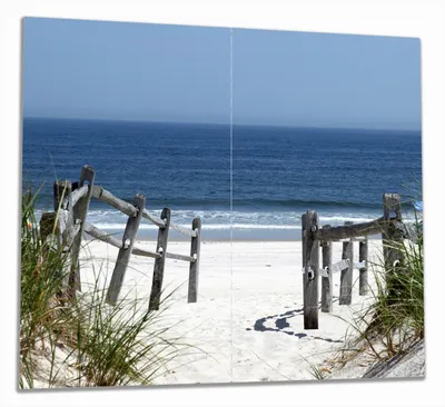 Produktbild von Wallario Herdabdeckplatte aus Glas, Größe 60 x 52 cm 2-teilig, Motiv Blick auf Strand